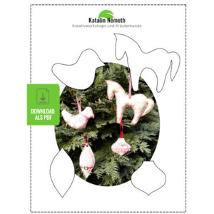 4er Set Schablonen für Weihnachtsanhänger "Elegant" Pferd, Vogel, Tropfen, Glocke (PDF)